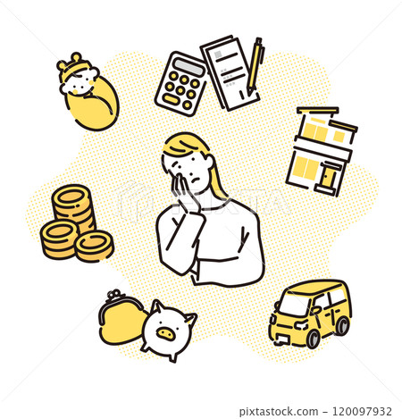 一個年輕女子思考人生計畫的簡單例證 120097932