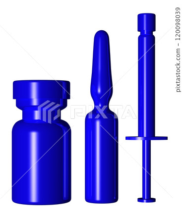 3DCG "Syringe/Vial/Ampoule" Blue, Blue 3DCG "Syringe/Vial/Ampoule" Blue, Blue 120098039