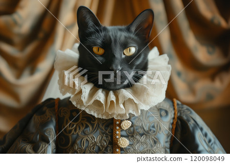 Black cat king in medieval costume AI-generated image 120098049