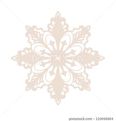Vintage openwork vector snowflake pastel beige color as a symbol of cozy winter family holiday Christmas and New Year to decorate greetings and invitations.Watercolor illustration isolated on white Vintage openwork vector snowflake pastel beige color as a symbol of cozy winter family holiday Christmas and New Year to decorate greetings and invitations.Watercolor illustration isolated on white 120098864
