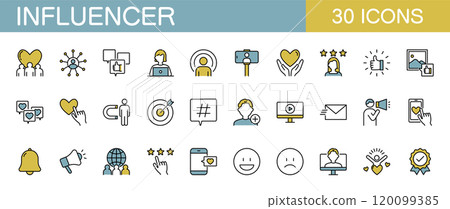 Influencer Icon Set Color 120099385