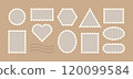 Postage Stamp Vector Frames Set. Postal Shapes Border. Vintage Triangle, Rectangle,Oval, Circle, Heart Postmark Blank Template For Letter, Post Card, Web Design. 120099584