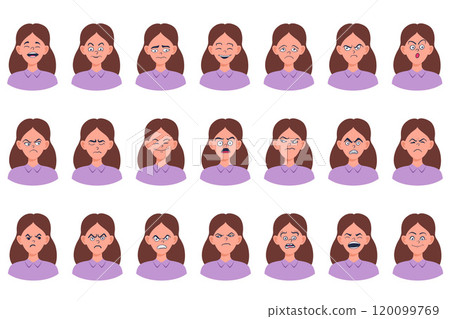 Portraits of woman. Girl Avatar. Female emotions. Portraits of woman. Girl Avatar. Female emotions. 120099769