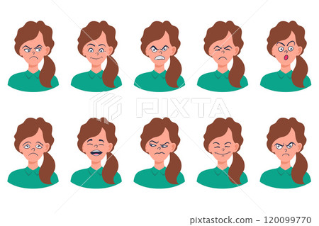 Portraits of woman. Girl Avatar. Female emotions. Portraits of woman. Girl Avatar. Female emotions. 120099770
