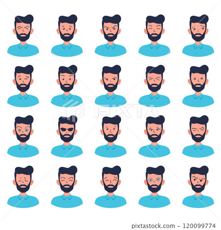 Portraits of man. Boy Avatar.  Male emotions. 120099774