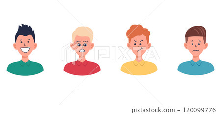 Portraits of man. Boy Avatar.  Male emotions. 120099776