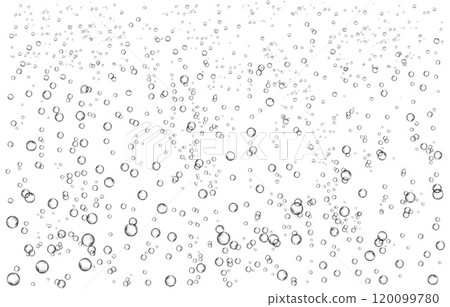 Oxygen air bubbles flow in water on white background. Oxygen air bubbles flow in water on white background. 120099780