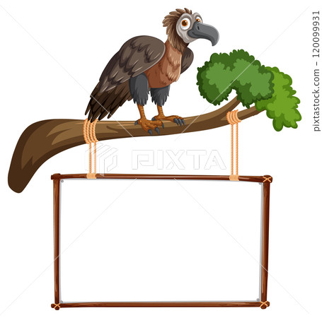 Vulture on Branch with Hanging Sign 120099931