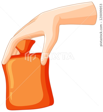 Hand Holding an Orange Hot Water Bottle Hand Holding an Orange Hot Water Bottle 120099953