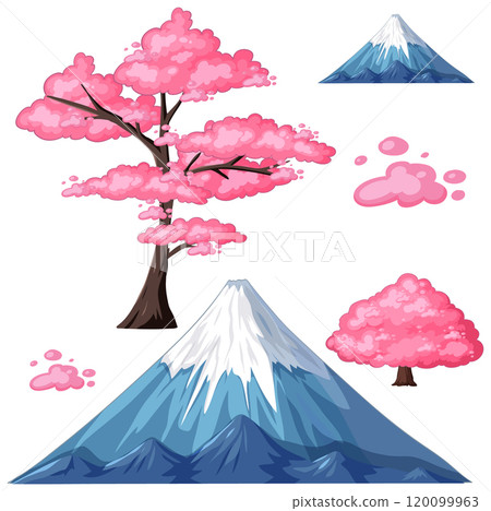 Cherry Blossoms and Snowy Mountain 120099963