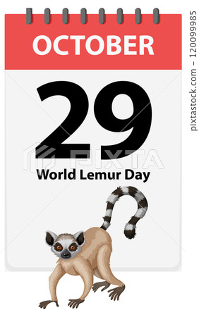 World Lemur Day Calendar Illustration 120099985