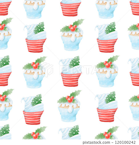Watercolor Christmas seamless pattern winter background. Can be used for wrapping paper, textile, wallpaper, cards. Watercolor Christmas seamless pattern winter background. Can be used for wrapping paper, textile, wallpaper, cards. 120100242
