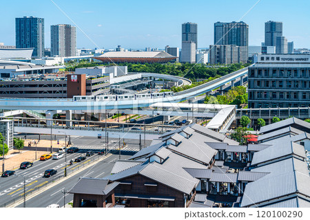 [Tokyo] A view of Toyosu's Chikyaku Banrai and the surrounding streets from the rooftop 120100290