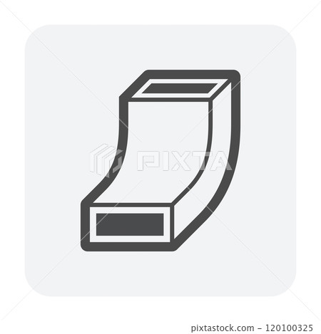 Bend duct vector icon, part in ductwork. Bend duct vector icon, part in ductwork. 120100325