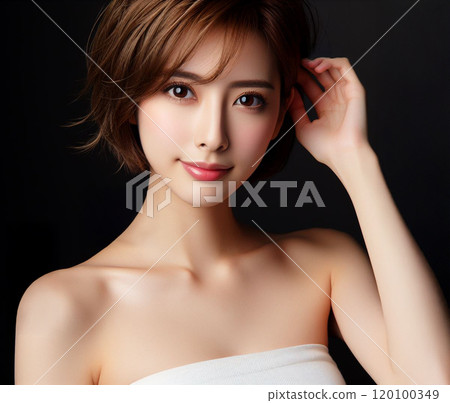 Beautiful woman in white tube top Beautiful woman in white tube top 120100349