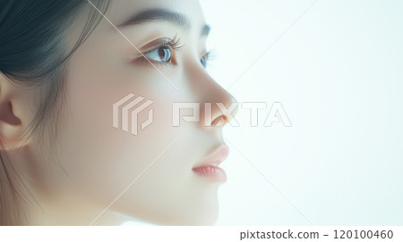 Profile beauty portrait of a young and pretty female model 120100460