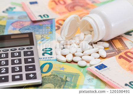 Ordering Medicines. Pills and Capsules on the Euro Banknotes 120100491