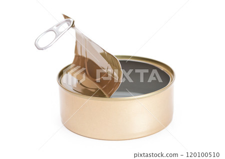 Opened Empty Tin Can Isolated on White Background 120100510