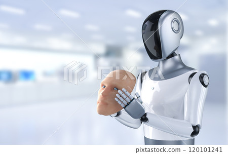 Humanoid robot or cyborg wear human like skin 120101241