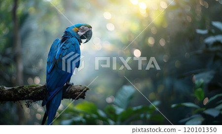 Magnificent bird is renowned for its large size and distinctive cobalt-blue plumage 120101350