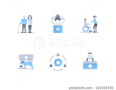 Medical assistance and support - flat design style icons set Medical assistance and support - flat design style icons set 120101540