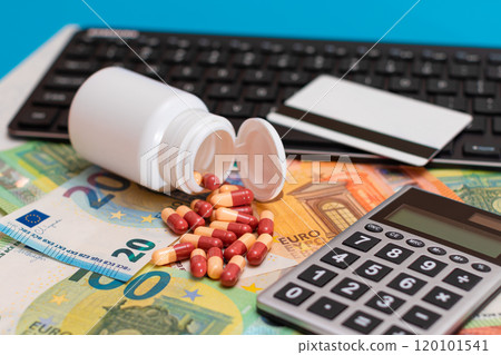 Ordering Medicines. Pills and Capsules on the Euro Banknotes 120101541