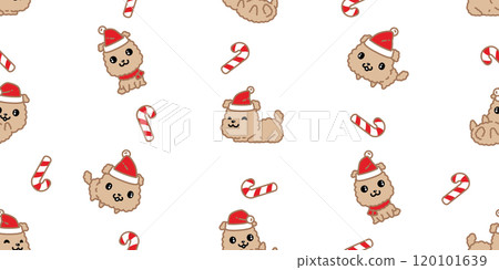 dog seamless pattern Christmas Santa Claus candy cane fluffy puppy vector cartoon gift box wrapping paper scarf isolated repeat wallpaper tile background illustration design dog seamless pattern Christmas Santa Claus candy cane fluffy puppy vector cartoon gift box wrapping paper scarf isolated repeat wallpaper tile background illustration design 120101639