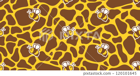 honey bee seamless pattern cartoon vector flying insect scarf isolated gift wrapping paper repeat background tile wallpaper illustration doodle textile design 120101645