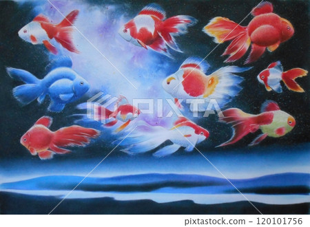 Goldfish dancing in the galaxy night 120101756