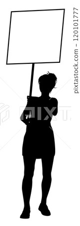 Protest Rally March Picket Sign Silhouette Person 120101777