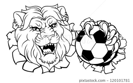 Lion Soccer Football Animal Sports Team Mascot Lion Soccer Football Animal Sports Team Mascot 120101781