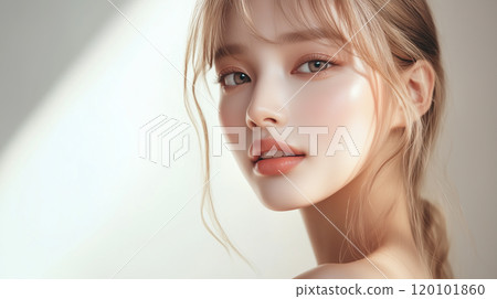 Young beautiful female model with perfect skin. Beauty fashion portrait with trendy makeup and hairstyle. 120101860