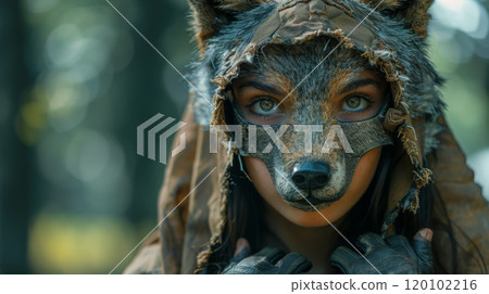 quadrobics is a new young trend. teen wearing animal mask 120102216