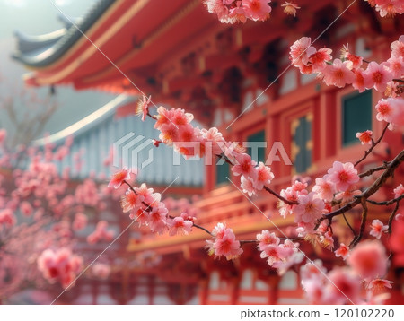 Cherry blossom tree in full bloom . 120102220