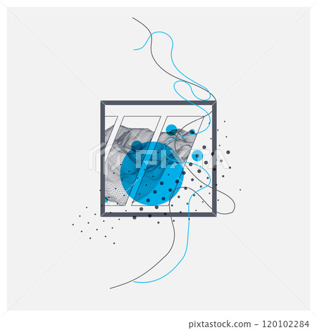 Abstract art wireframe background. Modern science or technology art elements. Surface illustration. Hand made vector. 120102284