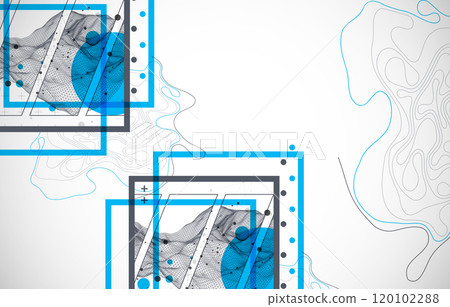 Abstract art wireframe background. Modern science or technology art elements. Surface illustration. Hand made vector. 120102288