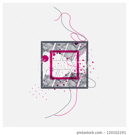 Abstract art wireframe background. Modern science or technology art elements. Surface illustration. Hand made vector. Abstract art wireframe background. Modern science or technology art elements. Surface illustration. Hand made vector. 120102291