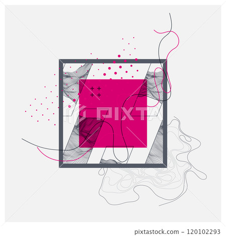 Abstract art wireframe background. Modern science or technology art elements. Surface illustration. Hand made vector. 120102293