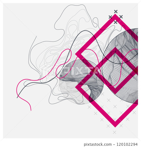 Abstract art wireframe background. Modern science or technology art elements. Surface illustration. Hand made vector. Abstract art wireframe background. Modern science or technology art elements. Surface illustration. Hand made vector. 120102294