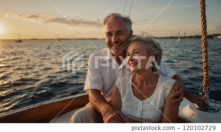 An elderly couple loving each other 120102729