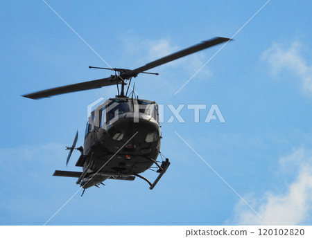 Ground Self-Defense Force helicopter UH-1J in flight Ground Self-Defense Force helicopter UH-1J in flight 120102820