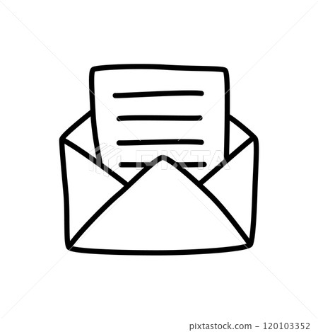 Doodle Open envelope with letter icon or logo, hand drawn with thin black line Doodle Open envelope with letter icon or logo, hand drawn with thin black line 120103352