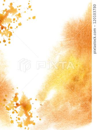 Warm autumn watercolor background with splashes and gradients in golden and amber hues isolated on white. Hand drawn watercolor stroke for seasonal designs, template. Hand painted sunny texture. Warm autumn watercolor background with splashes and gradients in golden and amber hues isolated on white. Hand drawn watercolor stroke for seasonal designs, template. Hand painted sunny texture. 120103780