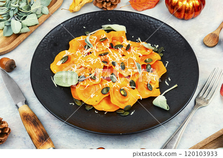 Homemade Butternut Squash Ravioli. 120103933