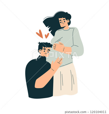 Pregnancy Planning with Young Man and Woman Vector Illustration 120104011