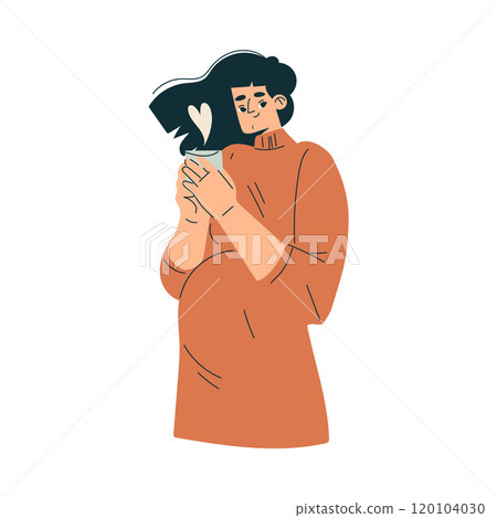 Pregnancy Planning with Young Woman with Tea Cup Vector Illustration Pregnancy Planning with Young Woman with Tea Cup Vector Illustration 120104030