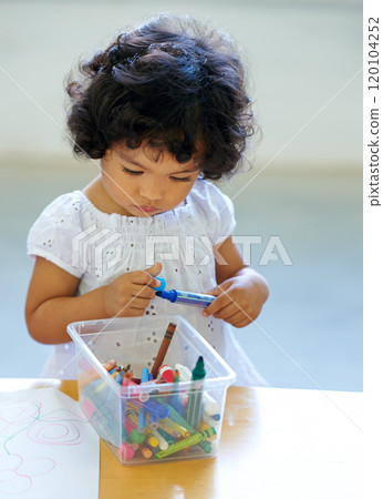 Learning as she grows. Shot of a cute little girl at home. Learning as she grows. Shot of a cute little girl at home. 120104252