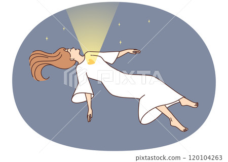Soul leaving human body reaching sky 120104263
