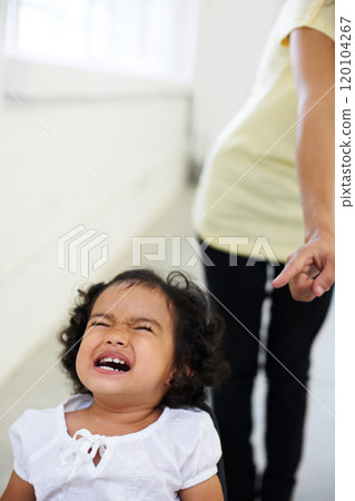 Time to think about what you did. A little girl being scolded for being naughty. 120104267