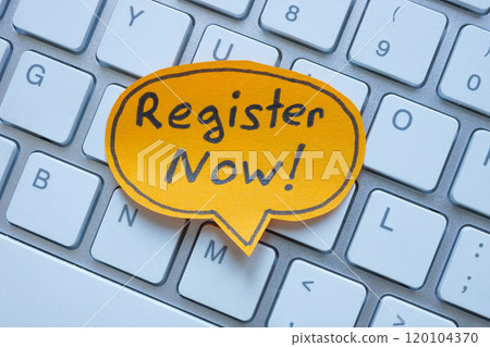 Keyboard and register now text. 120104370